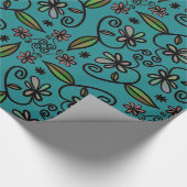Mooie turquoise bloempatroon cadeaupapier (Hoek)