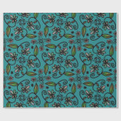 Mooie turquoise bloempatroon cadeaupapier (Vlak)