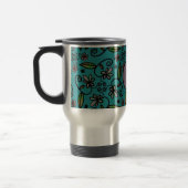 Mooie turquoise bloempatroon monogram reisbeker (Links)