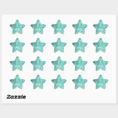 Mooie turquoise bloempatroon ster sticker (Vel)