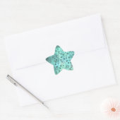 Mooie turquoise bloempatroon ster sticker (Envelop)
