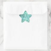 Mooie turquoise bloempatroon ster sticker (Tas)