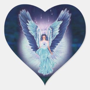 Mooie Turquoise Blue Angel Heart Stickers
