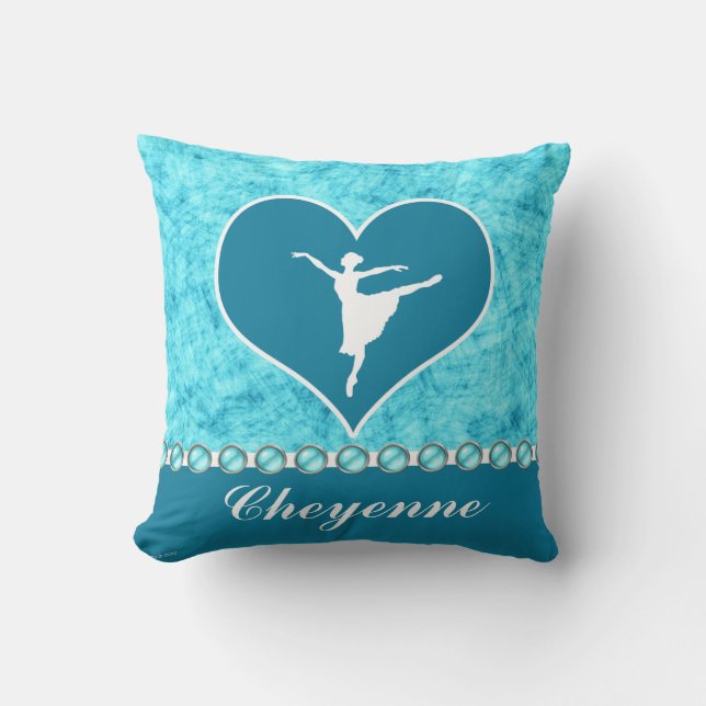 Mooie Turquoise Dancer met Monogram Kussen (Voorkant)