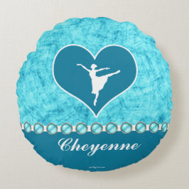 Mooie Turquoise Dancer met Monogram Rond Kussen