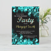 Mooie turquoise diamanten verjaardag uitnodigen kaart (Staand voorkant)