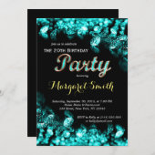 Mooie turquoise diamanten verjaardag uitnodigen kaart (Voorkant / Achterkant)