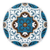 💙 mooie turquoise en brown Azulejos, V Keramische Knop (Voorkant)