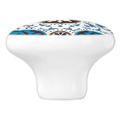 💙 mooie turquoise en brown Azulejos, V Keramische Knop (Zijkant)