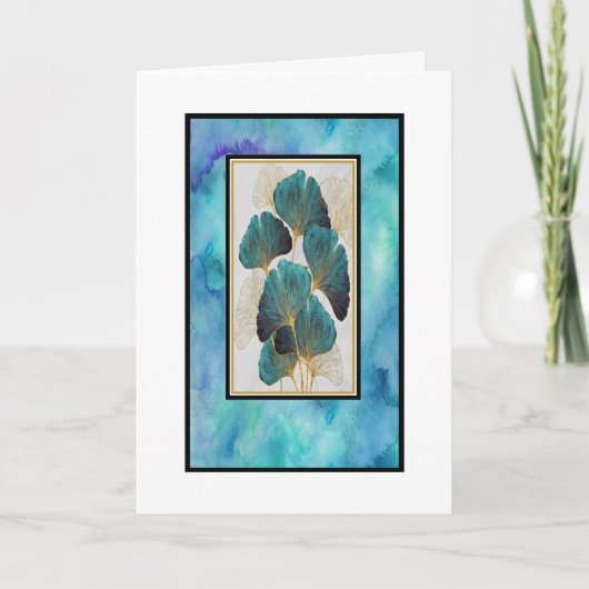 Mooie turquoise en gouden bloemengroetkaart kaart (Voorkant)