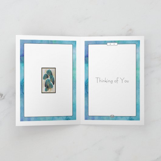 Mooie turquoise en gouden bloemengroetkaart kaart (Binnen)