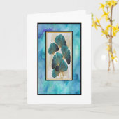 Mooie turquoise en gouden bloemengroetkaart kaart (Gele Bloem)