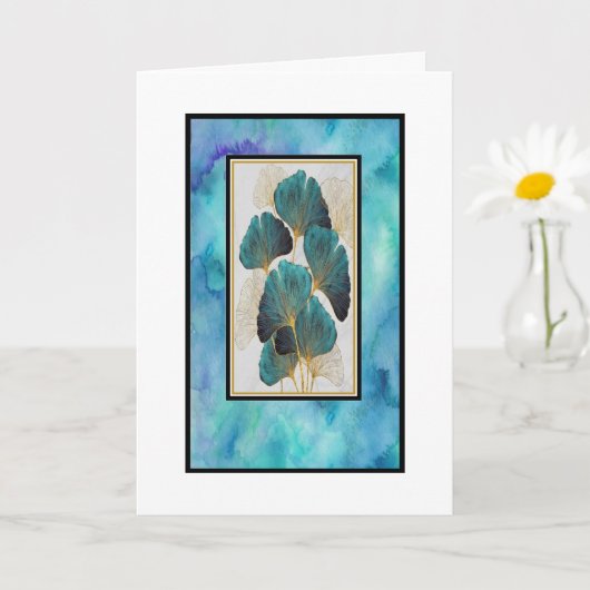 Mooie turquoise en gouden bloemkaart kaart (Kleine Plant)