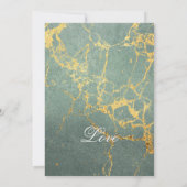 Mooie turquoise en gouden marmering huwelijk aankondiging (Achterkant)