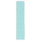 Mooie turquoise en witte bloemmotief korte tafelloper (Voorkant)
