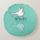 Mooie Turquoise Gans Reflectie Doodle Aangepaste N Rond Kussen (Voorkant)