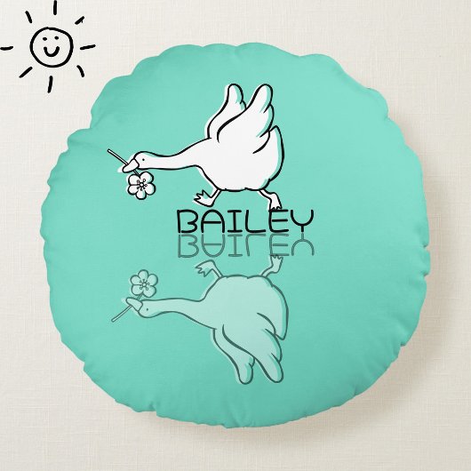 Mooie Turquoise Gans Reflectie Doodle Aangepaste N Rond Kussen
