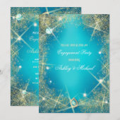 mooie turquoise glamour sequins juwelen diamant kaart (Voorkant / Achterkant)