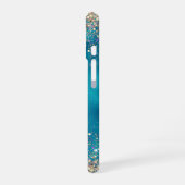 Mooie turquoise gouden nepschitterende monogram ho iPhone 16 hoesje (Linkerkant)