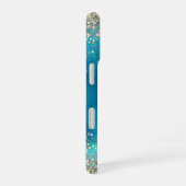 Mooie turquoise gouden nepschitterende monogram ho iPhone 16 hoesje (Rechterkant)