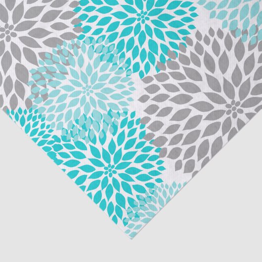 Mooie turquoise gray dahlias, vet bloesem tissuepapier (Detail)