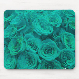 Mooie turquoise groene rozen turquoise bloemen  muismat