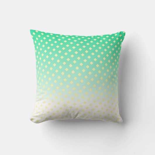 Mooie turquoise groene witte gele diamanten kussen (Voorkant)
