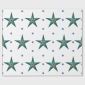 Mooie Turquoise Holiday Star op wit Cadeaupapier (Vlak)