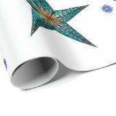 Mooie Turquoise Holiday Star op wit Cadeaupapier (Rol Hoek)