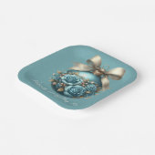 Mooie Turquoise Kerstbal Rozen Sneeuwval Papieren Bordje (Gebogen)