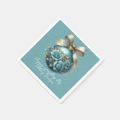 Mooie Turquoise Kerstbal Rozen Sneeuwval Servet (Hoek)