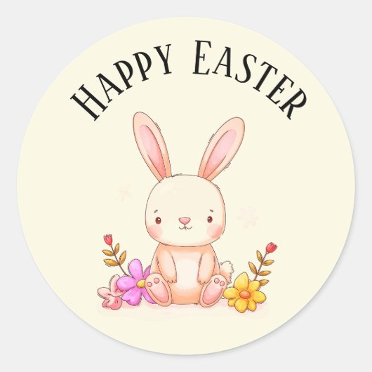 Mooie turquoise konijn happy Easter stickers (Voorkant)