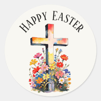 Mooie turquoise konijn happy Pasen stickers