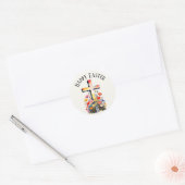Mooie turquoise konijn happy Pasen stickers (Envelop)