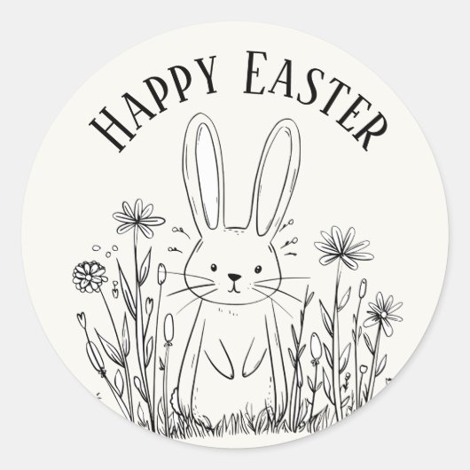 Mooie turquoise konijn happy Pasen stickers (Voorkant)
