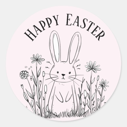 Mooie turquoise konijn happy Pasen stickers (Voorkant)