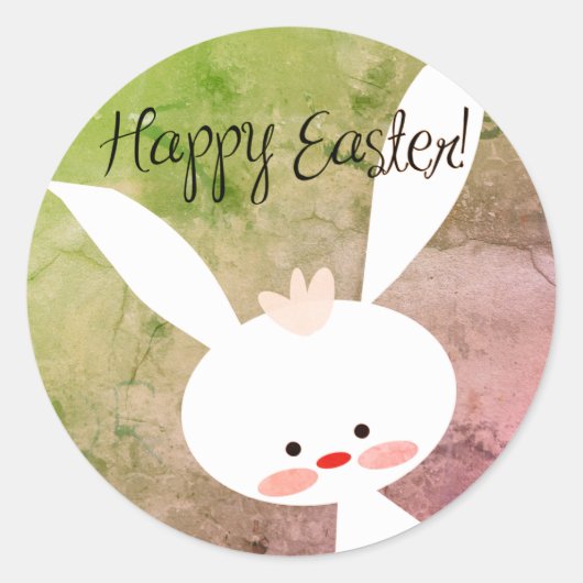 Mooie turquoise konijn happy Pasen stickers (Voorkant)