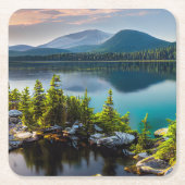 Mooie Turquoise Meer Bergen Dennenbos   Kartonnen Onderzetters (Voorkant)