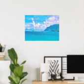 Mooie turquoise oceaangolven poster (Thuiskantoor)