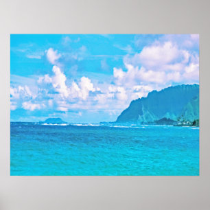 Mooie turquoise oceaangolven poster