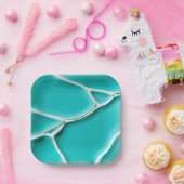 Mooie turquoise papieren bord (Feest)
