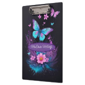 Mooie turquoise roze schattige vlinder bloemen klembord (Links)