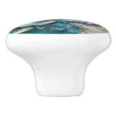 Mooie  turquoise Rozen Keramische Knop (Zijkant)