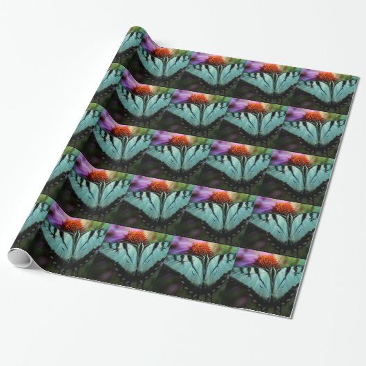 Mooie Turquoise Swallowtail Butterfly Cadeaupapier (Uitgerold)