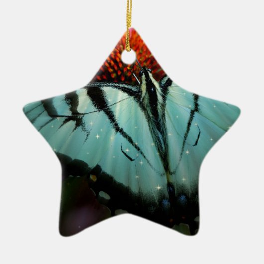 Mooie Turquoise Swallowtail Butterfly Keramisch Ornament (Voorkant)