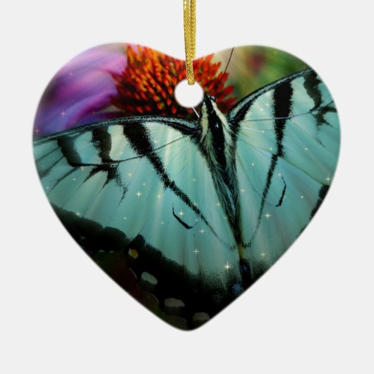 Mooie Turquoise Swallowtail Butterfly Keramisch Ornament (Voorkant)