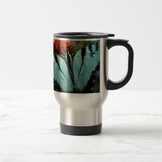 Mooie Turquoise Swallowtail Butterfly Reisbeker (Rechts)