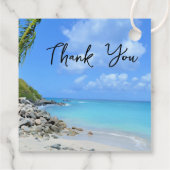 Mooie Turquoise Tropisch Strand Bedankt Bedankjes Labels (Achterkant)