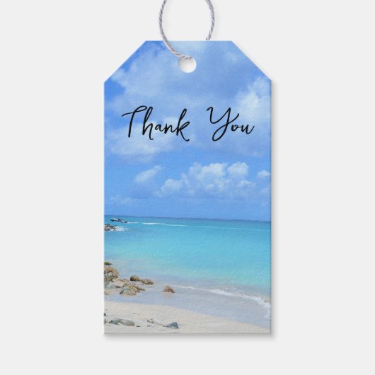 Mooie Turquoise Tropisch Strand Bedankt Cadeaulabel (Voorkant)