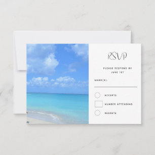 Mooie Turquoise Tropisch Strand Bruiloft RSVP Kaartje